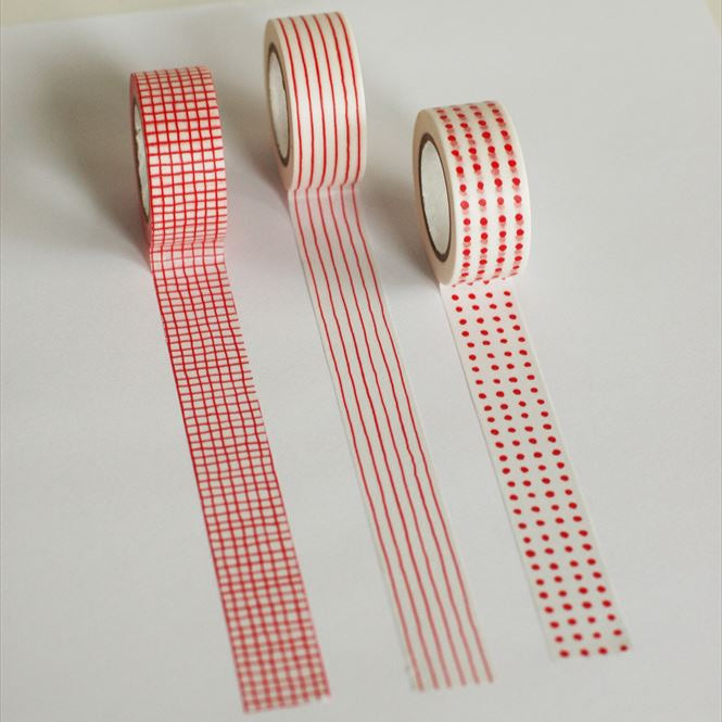 Classiky - Washi Tape - Mitsou (Grid, Red)