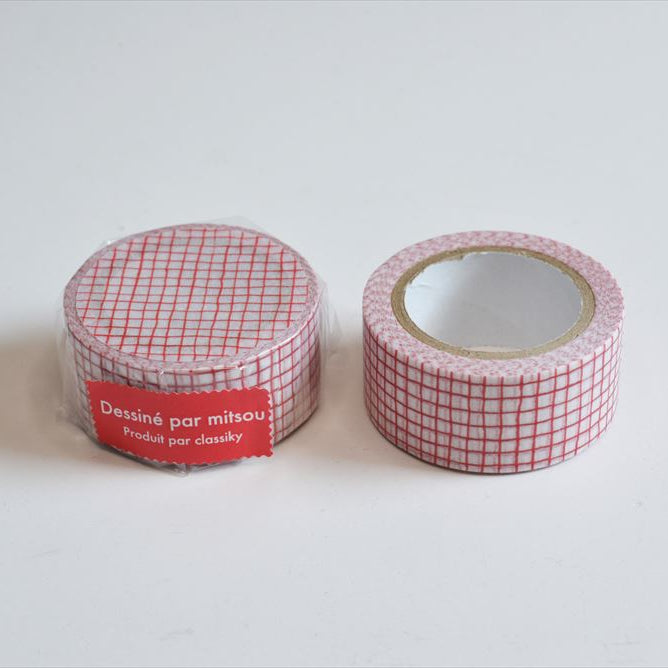 Classiky - Washi Tape - Mitsou (Grid, Red)