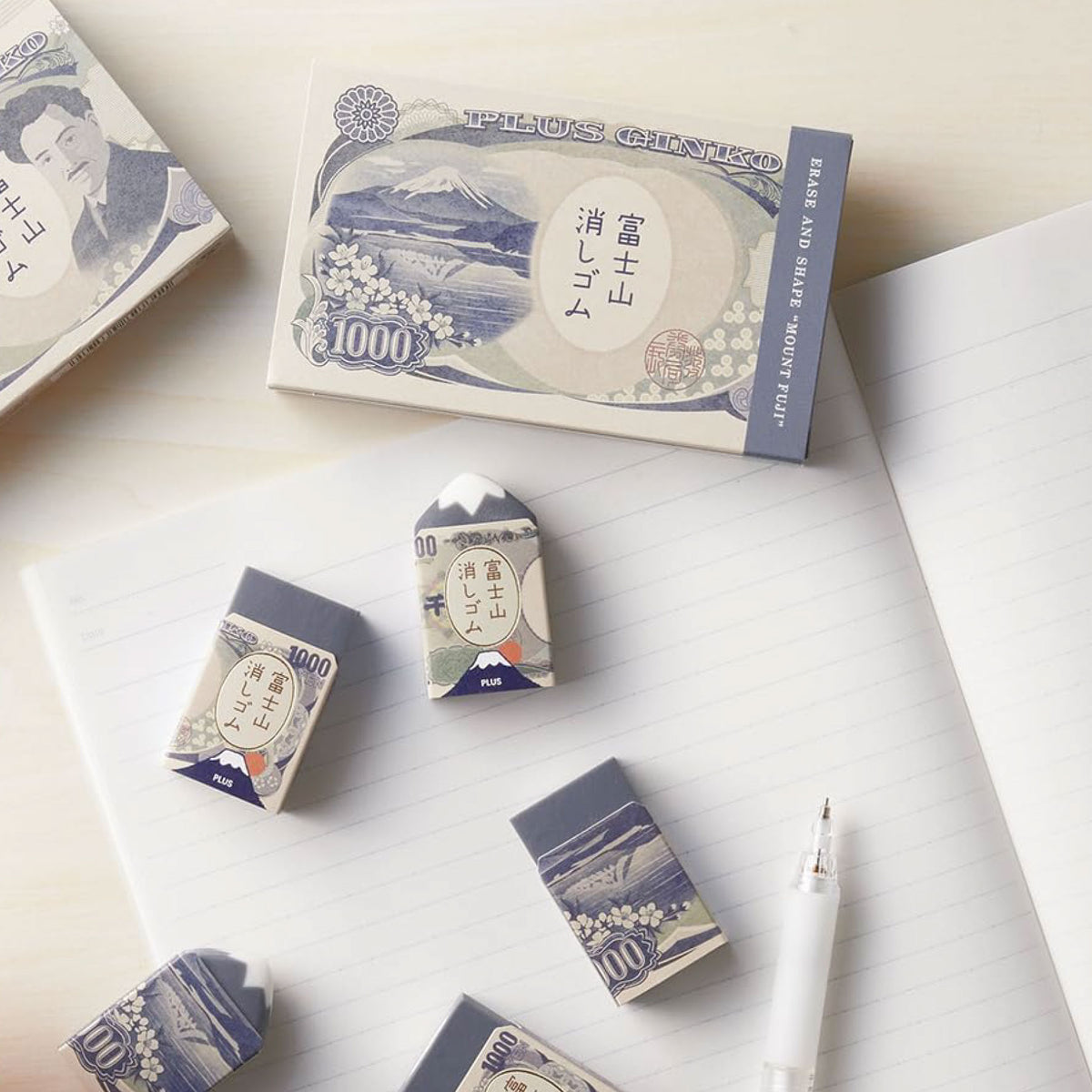 Plus - Eraser - Air-In - Mt. Fuji - Banknote - Pack of 2
