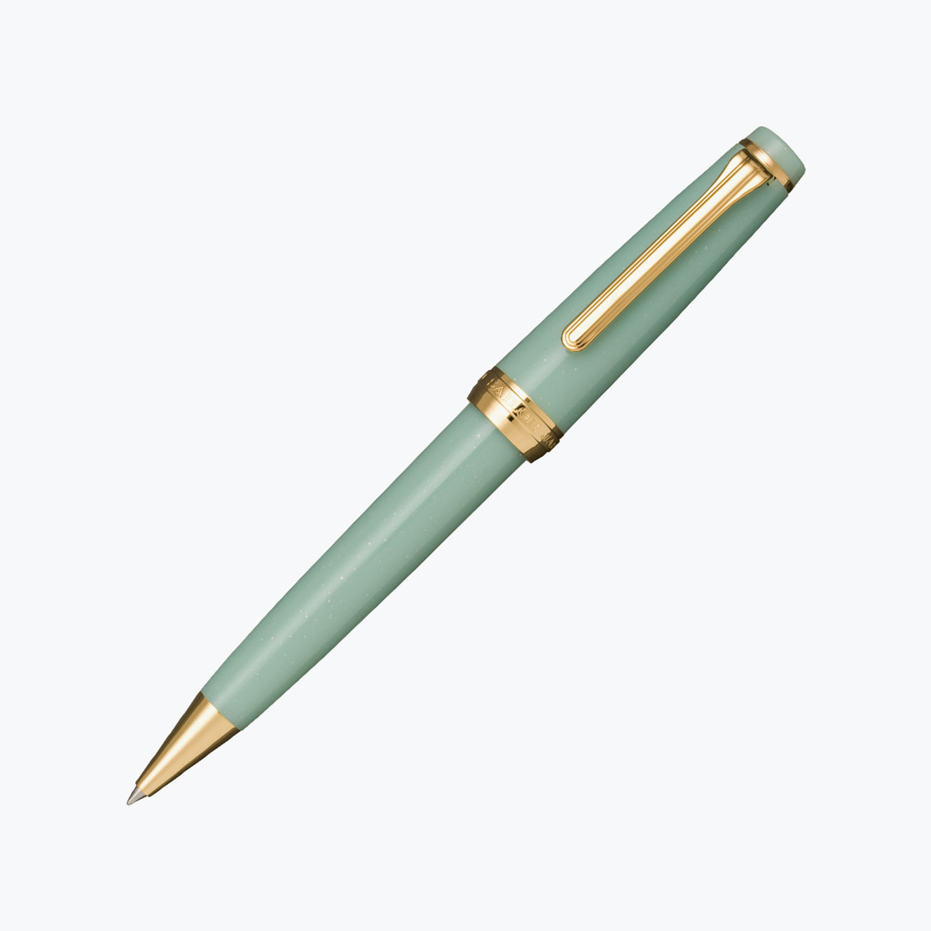 Sailor Shikiori Dragon Palace ballpoint pen in mint green with gold glitter