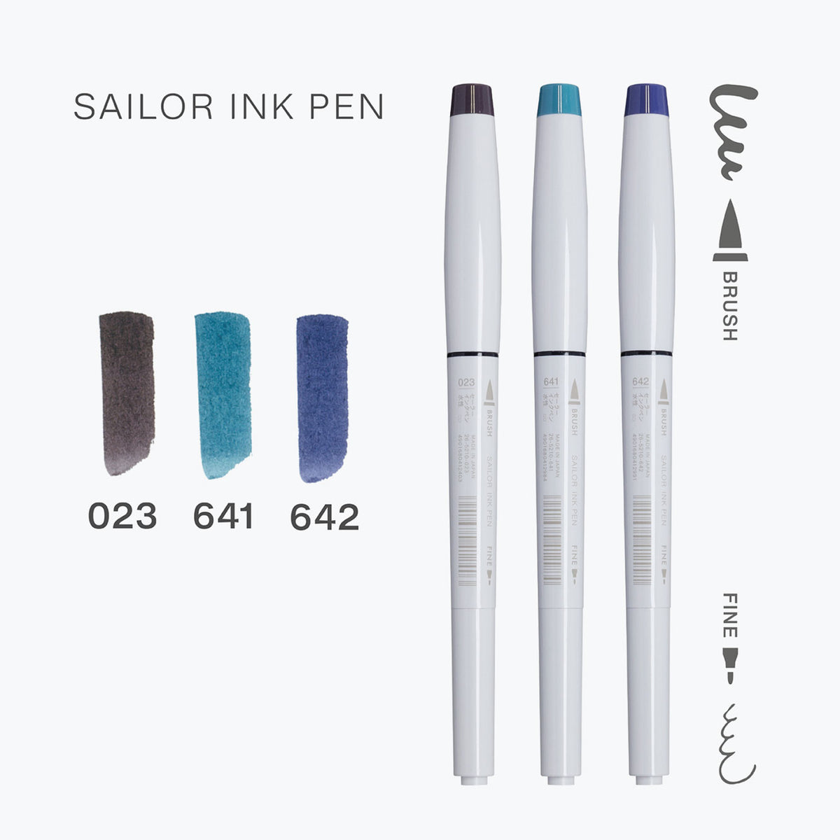 Sailor - Brush Pens - Ink Pen - Set of 3 - Night Sandy Beach