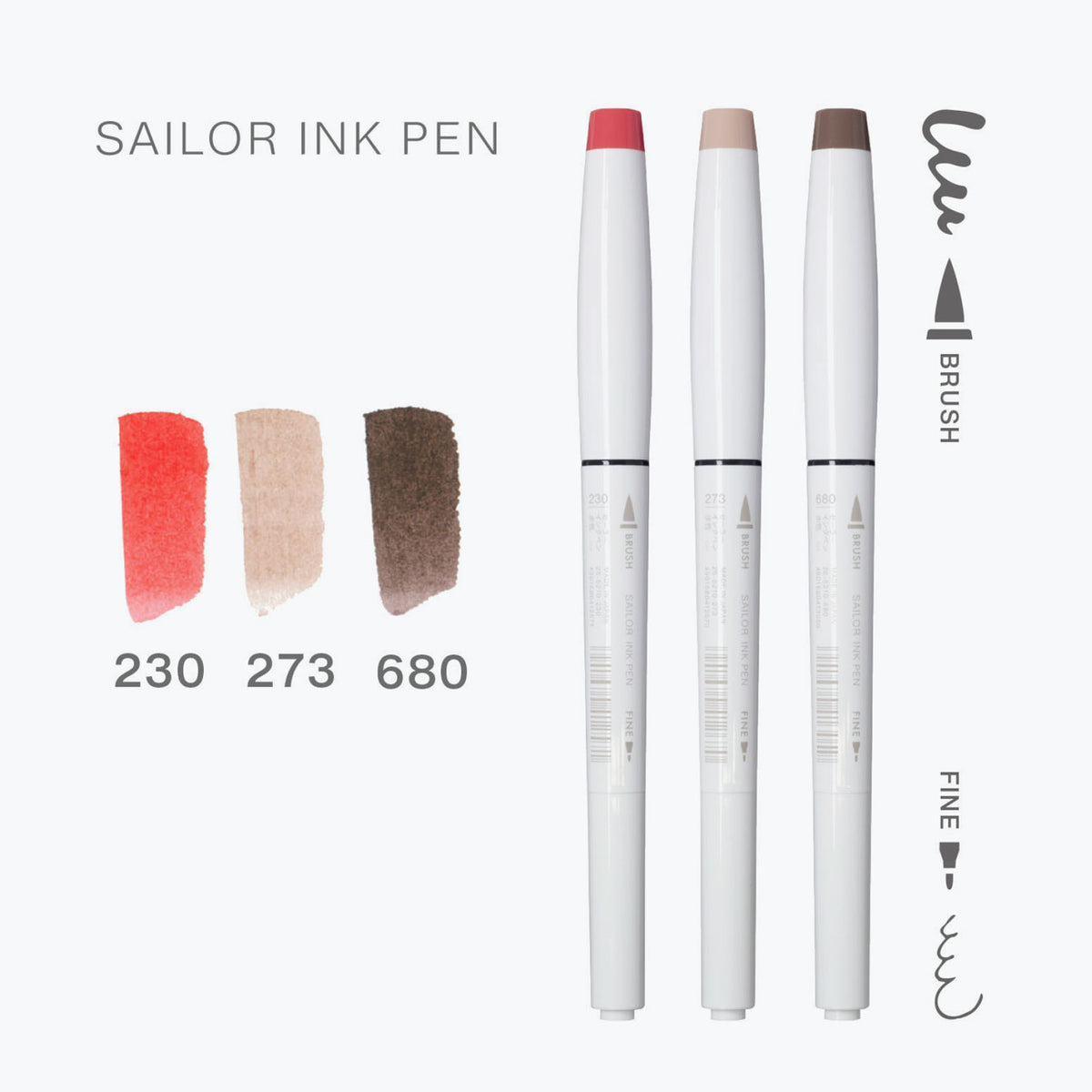 Sailor - Brush Pens - Ink Pen - Set of 3 - Dawn Horizon