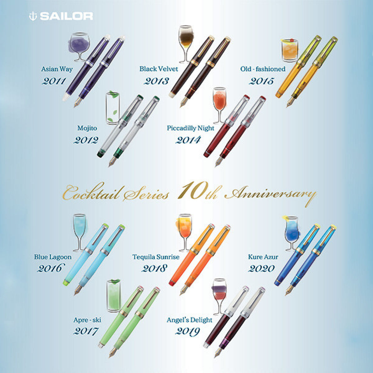 Sailor - Fountain Pen - Cocktail Series - 10th Anniversary Set