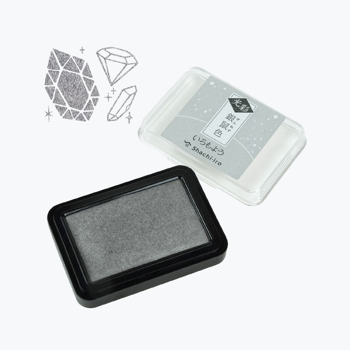 Shachihata - Stamp Pad - Oil-Based Ink - Iromoyo Kosai - Silver