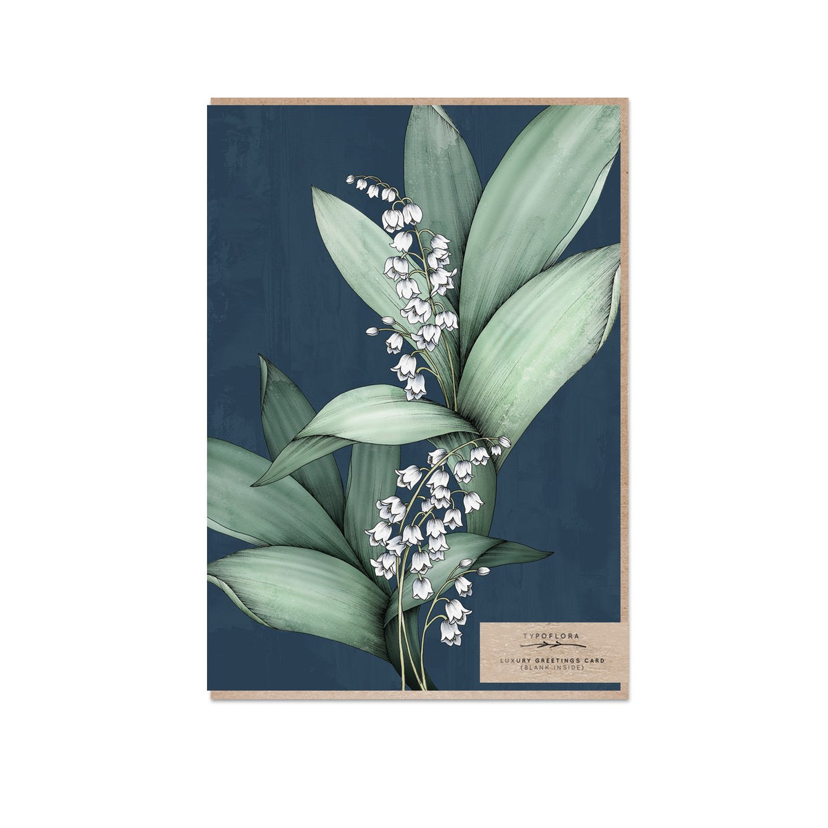 Typoflora card with lilly of the valley illustration