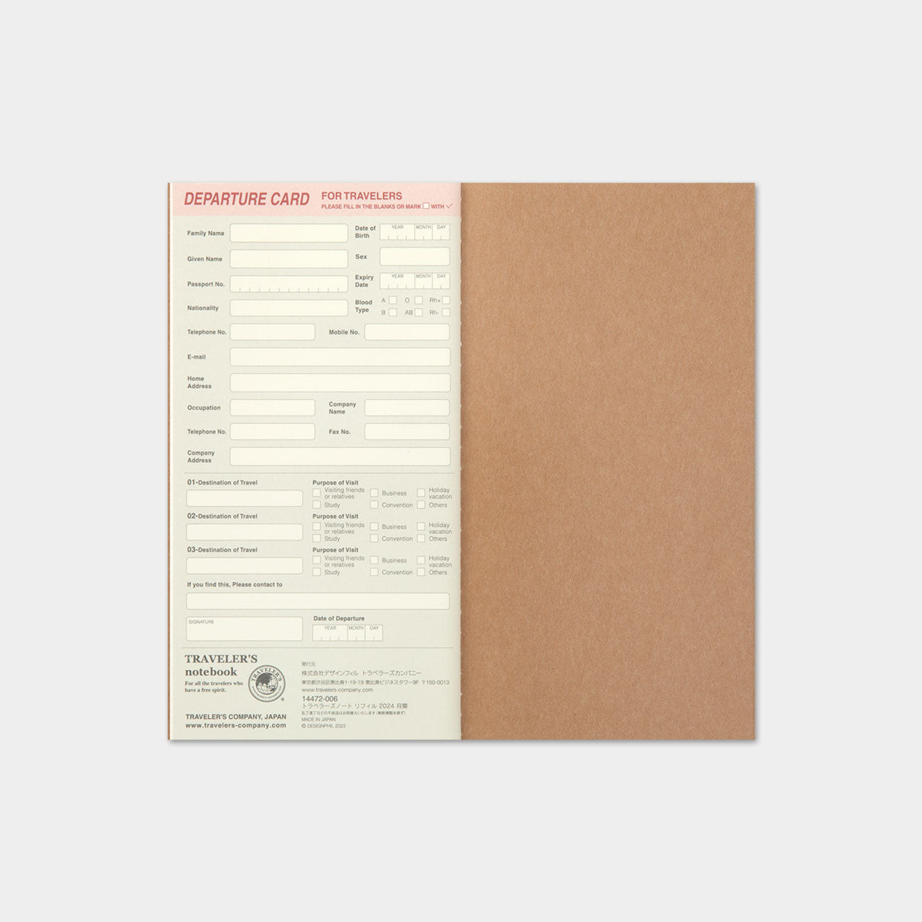 Traveler's Company - 2024 Diary - Insert - Regular - Monthly