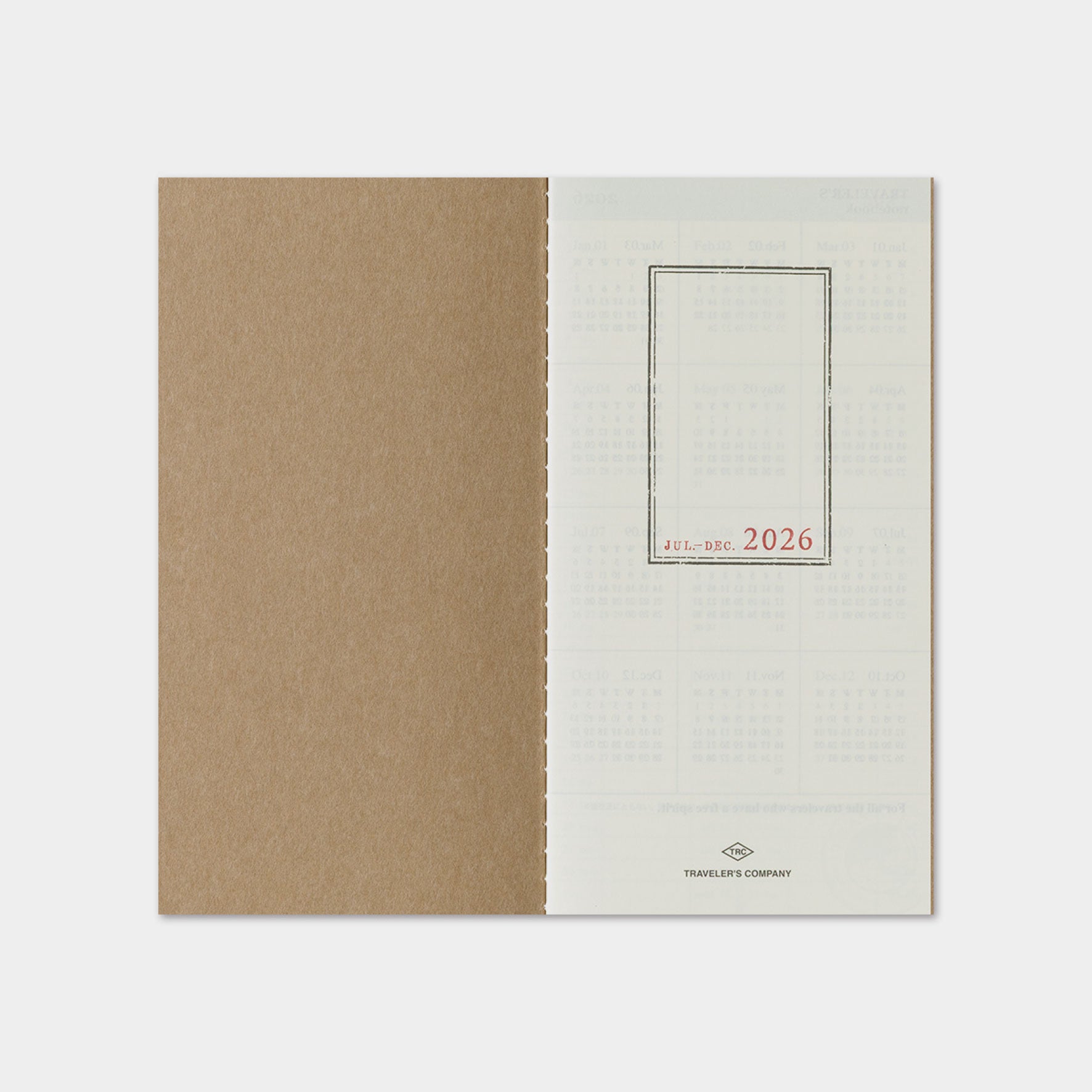 Traveler's Company - 2026 Diary - 6 Month Insert - Regular - Weekly Vertical (Jul - Dec)