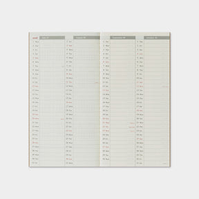 Traveler's Company - 2026 Diary - 6 Month Insert - Regular - Weekly Vertical (Jul - Dec)