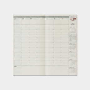 Traveler's Company - 2026 Diary - 6 Month Insert - Regular - Weekly Vertical (Jul - Dec)