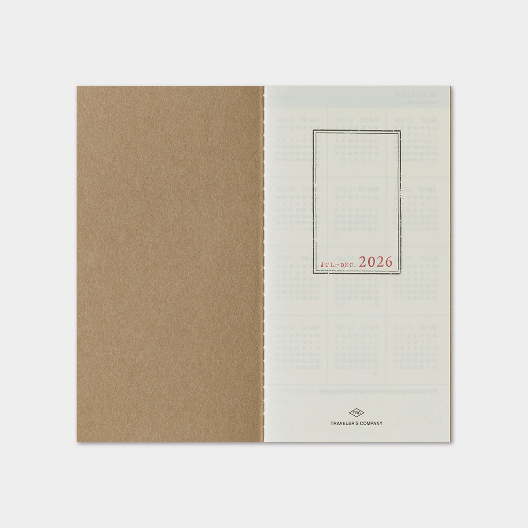 Traveler's Company - 2026 Diary - 6 Month Insert - Regular - Weekly+Memo (Jul - Dec)