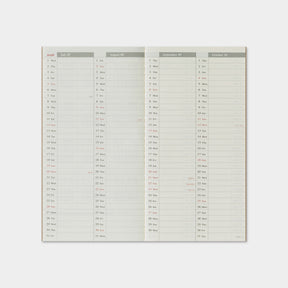 Traveler's Company - 2026 Diary - 6 Month Insert - Regular - Weekly+Memo (Jul - Dec)
