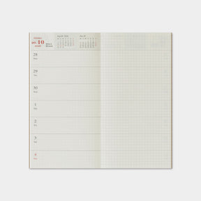 Traveler's Company - 2026 Diary - 6 Month Insert - Regular - Weekly+Memo (Jul - Dec)