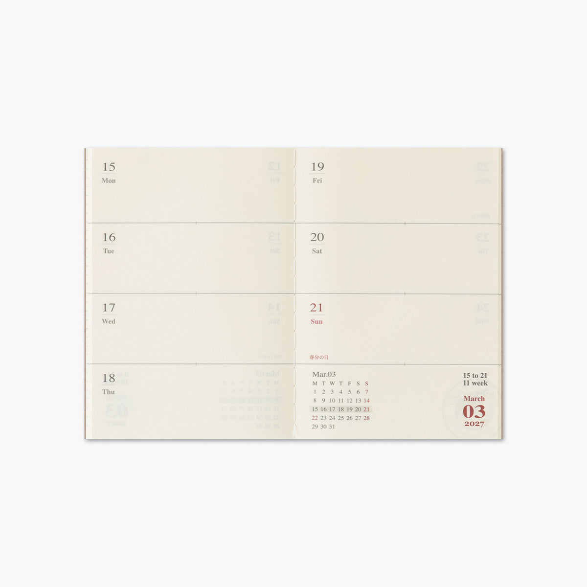 Traveler's Company - 2027 Diary - Insert - Passport - Weekly