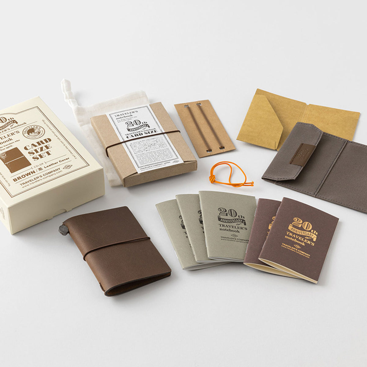 Traveler's Company - Traveler's Notebook - Card Size Set (20th Anniversary) - Brown