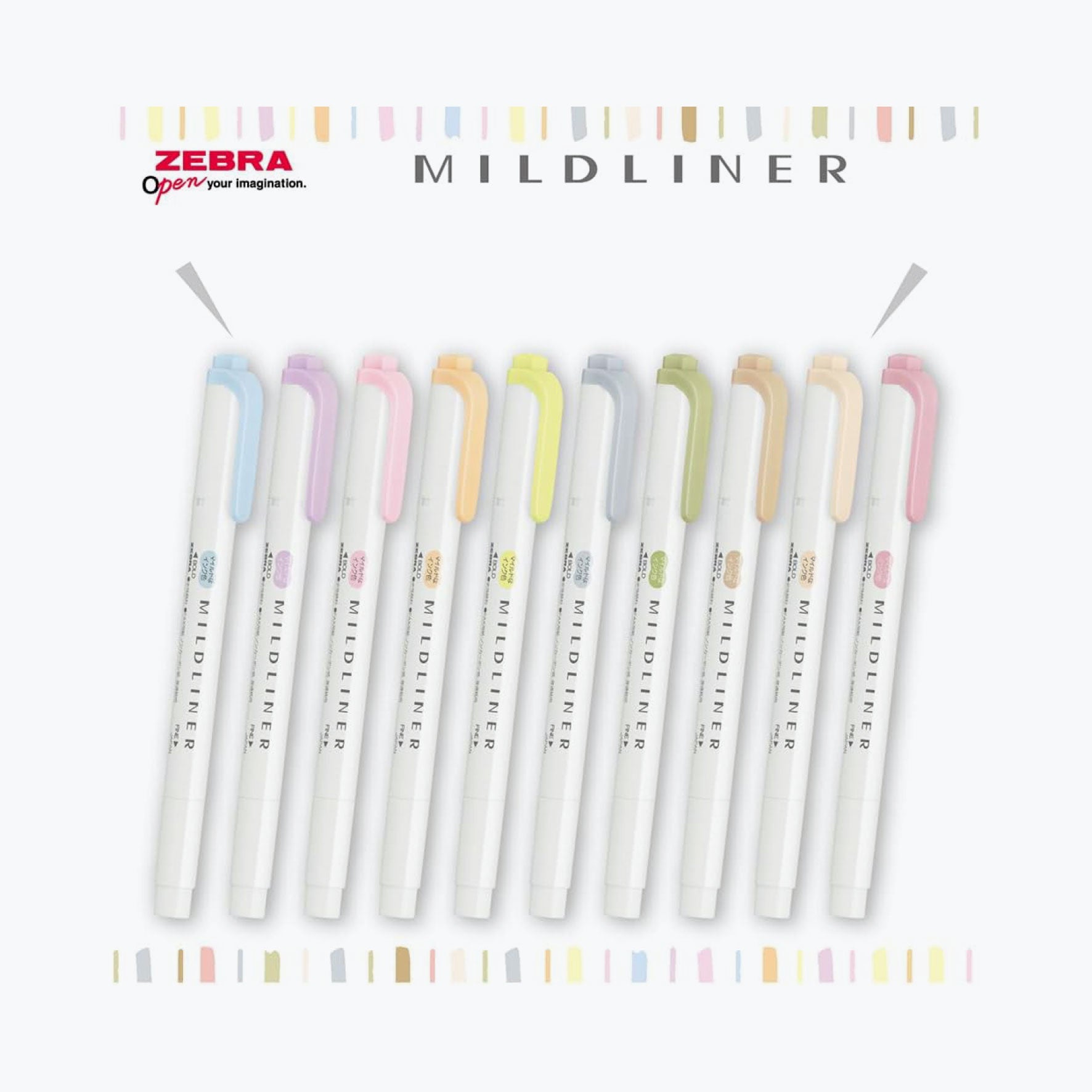 Zebra - Highlighter - Mildliner Double Sided - 10 Colors Set (Gentle & Neutral)