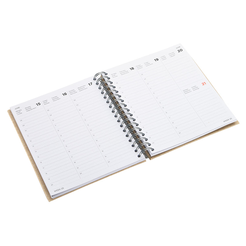 Bookbinders Design - 2026 Diary - Wire-O - Small - Sandbrown