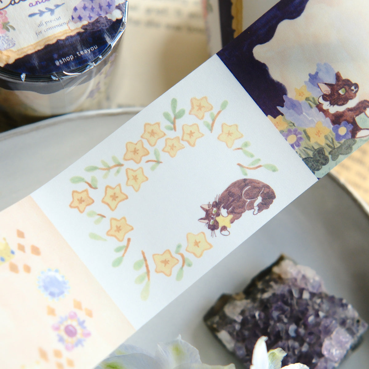 TeaYou - Paper Rolled Notes - Cat And Stars (A)