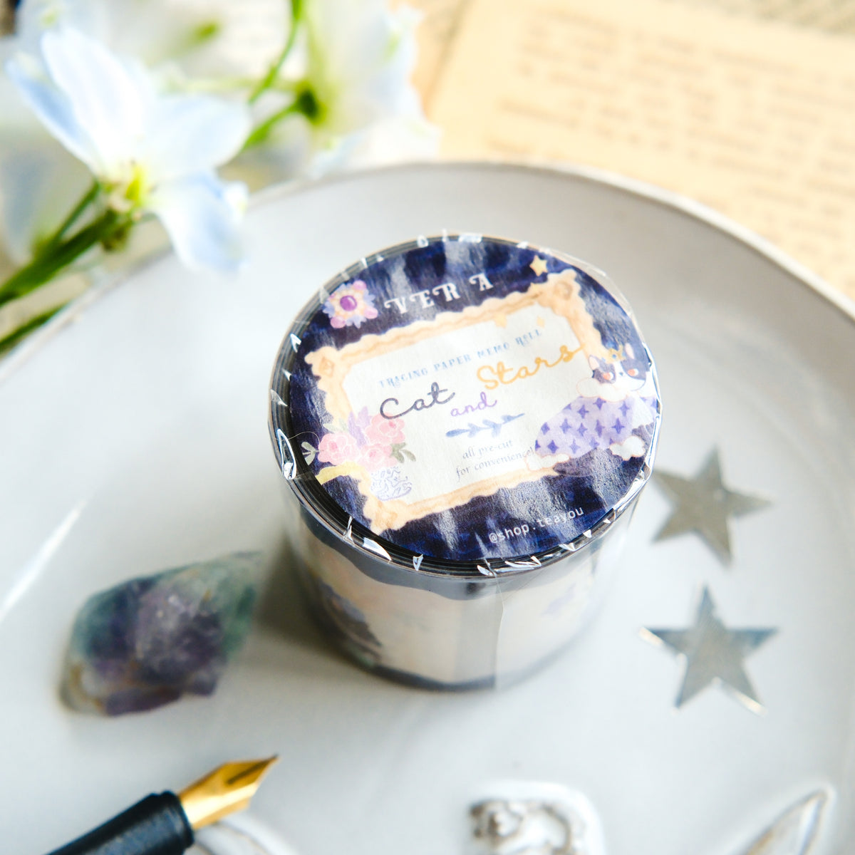 TeaYou - Paper Rolled Notes - Cat And Stars (A)
