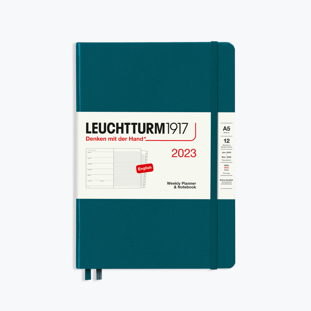 Leuchtturm1917 - 2024 Diary - Weekly Notebook - A5 - Pacific Green (Hard)