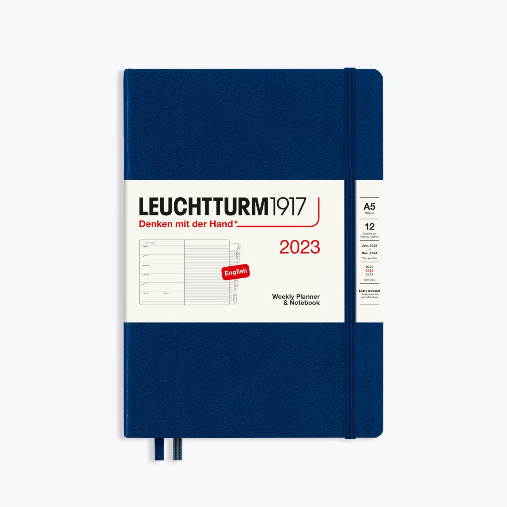 Leuchtturm1917 - 2024 Diary - Weekly Notebook - A5 - Navy (Hard)
