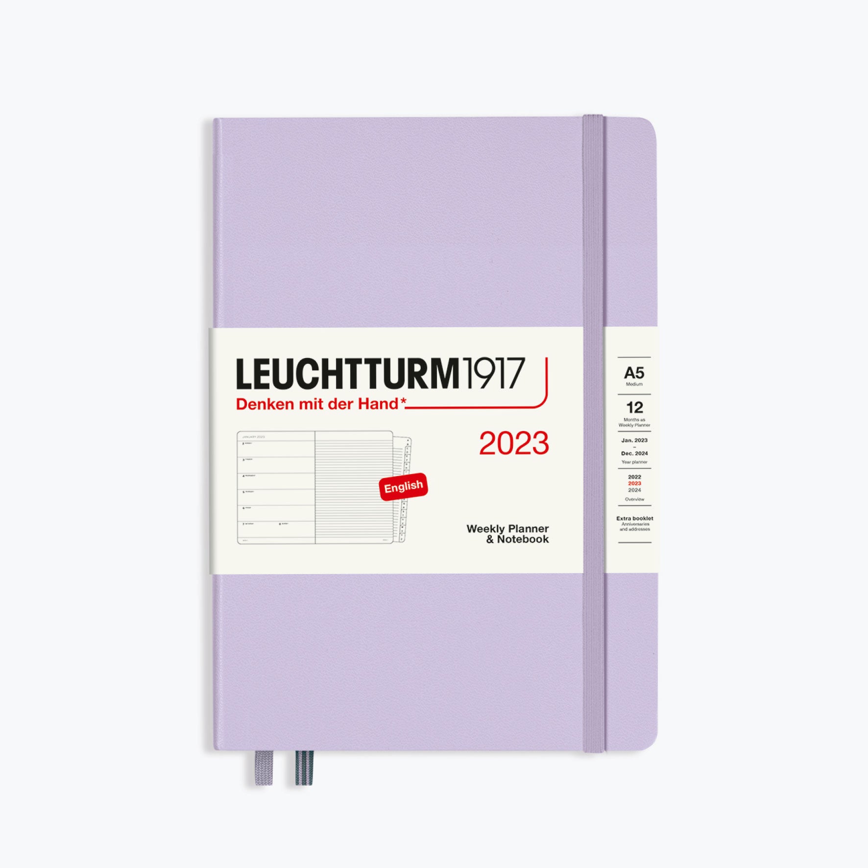 Leuchtturm1917 - 2024 Diary - Weekly Notebook - A5 - Lilac (Hard)