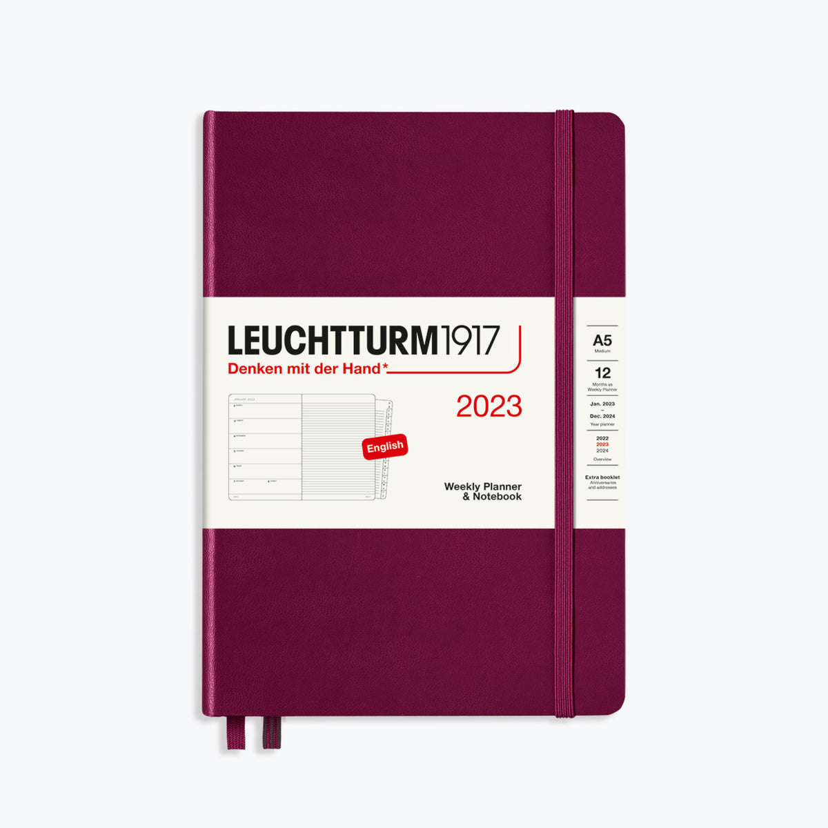 Leuchtturm1917 - 2024 Diary - Weekly Notebook - A5 - Port Red (Hard)