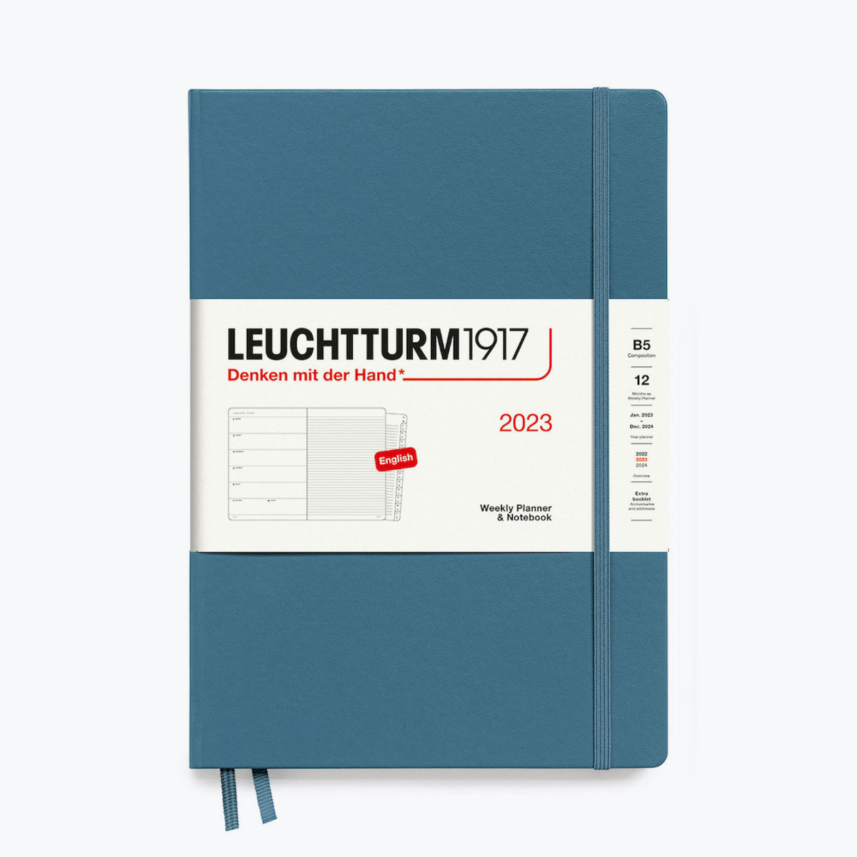 Leuchtturm1917 - 2024 Diary - Weekly Notebook - B5 - Stone Blue