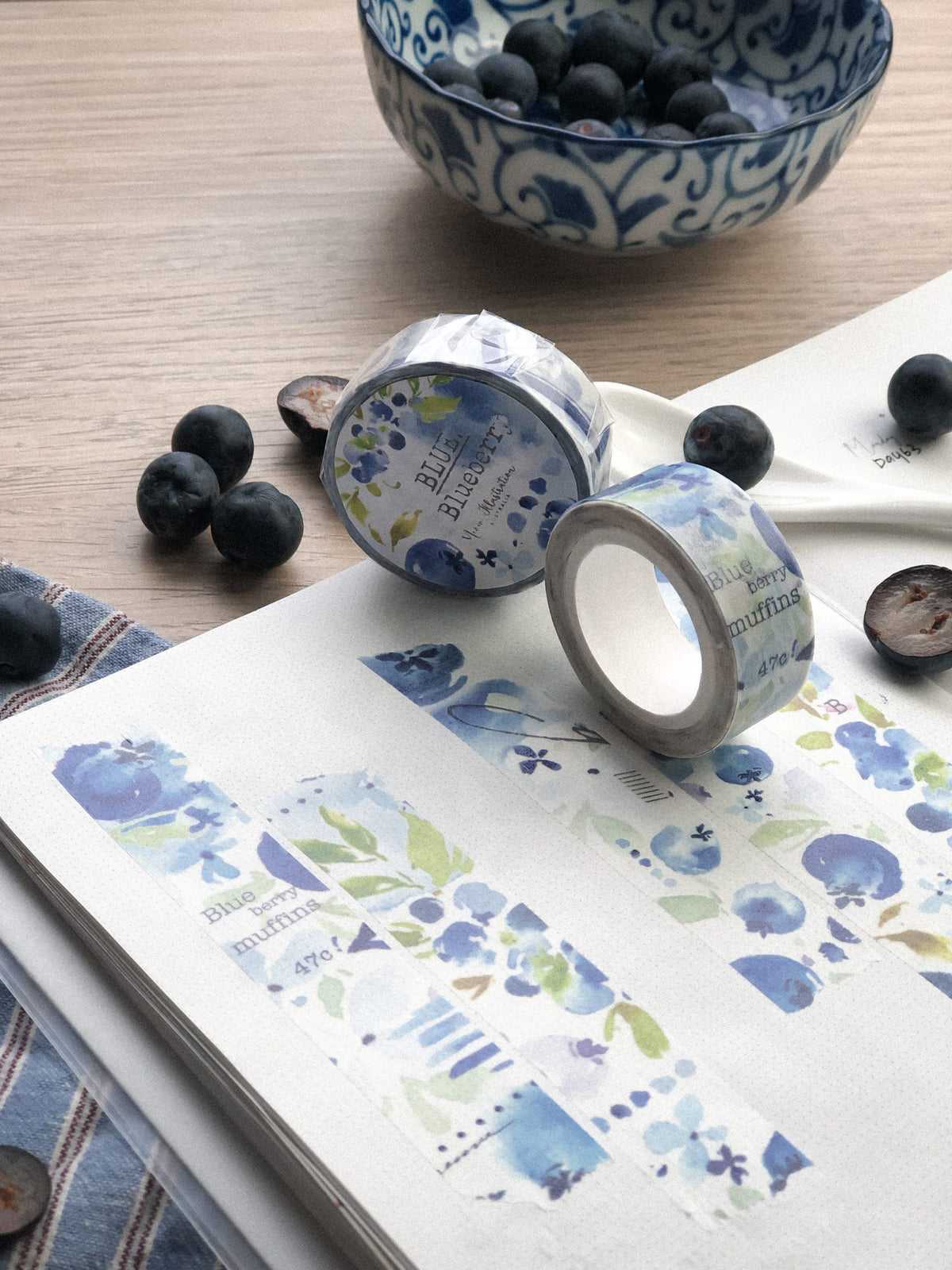 Meow Illustration - Washi Tape - Blue Blueberry