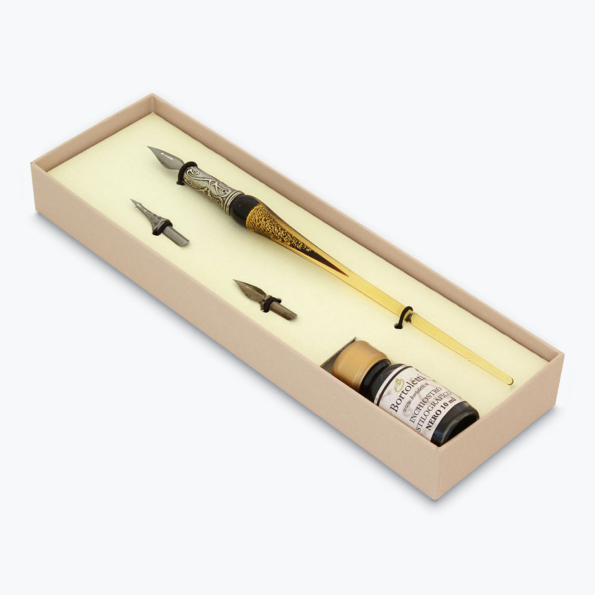Bortoletti - Calligraphy Pen Set - Murano Glass - Gold - Black