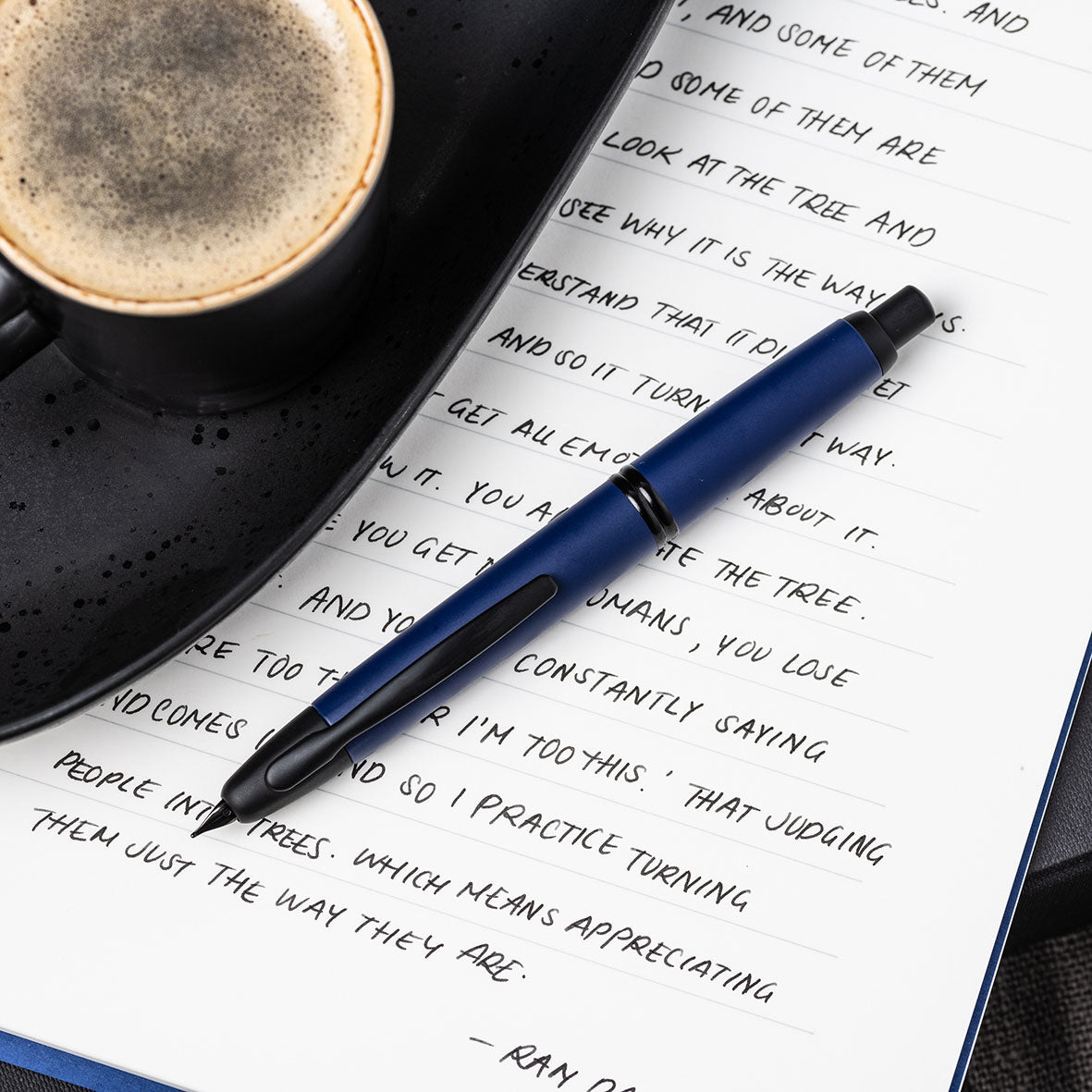 Pilot Capless - Matte Blue with 18 Karat Gold Rhodium Plated Black Trim Fountain Pen - Image 4