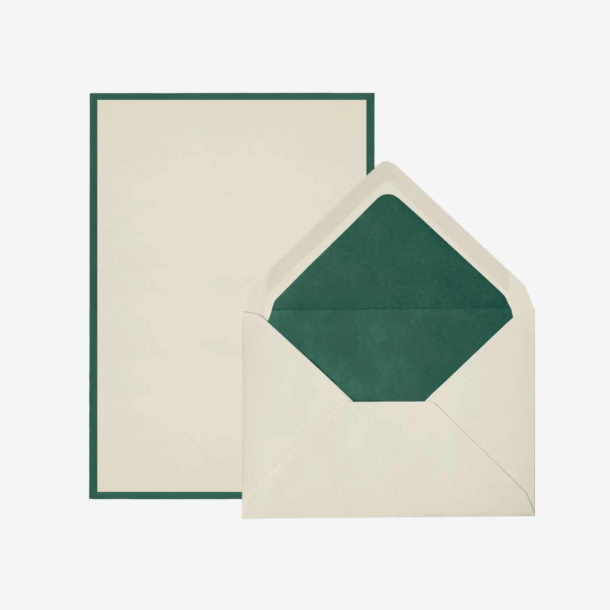 Crown Mill - Letter Set - Silver Line - A5 - Cream/Dark Green (Set of 25)