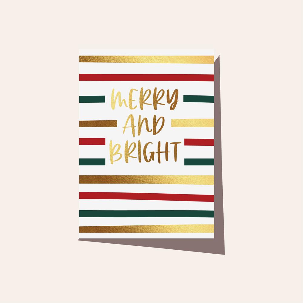 ELM Paper - Card - Christmas - Marry And Bright Stripe