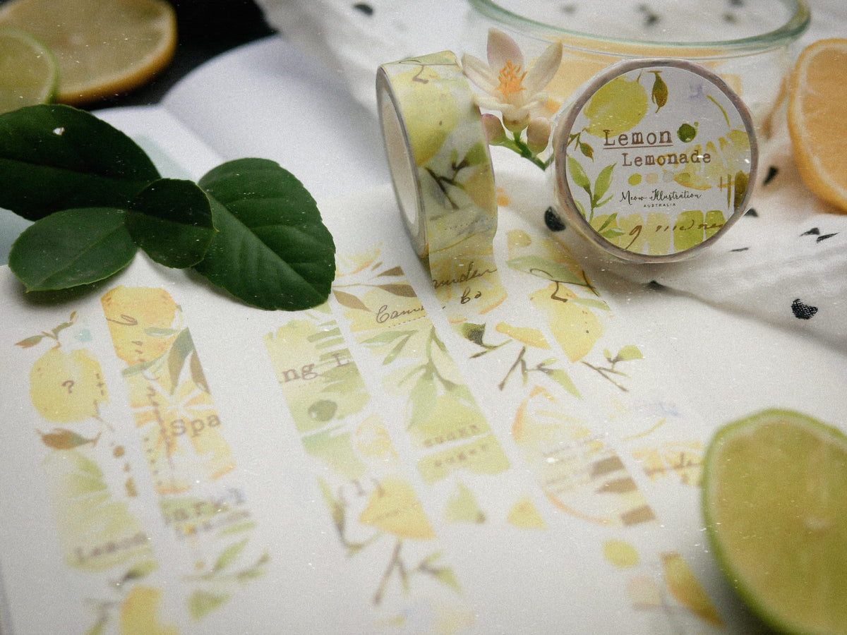 Meow Illustration - Washi Tape - Lemon Lemonade