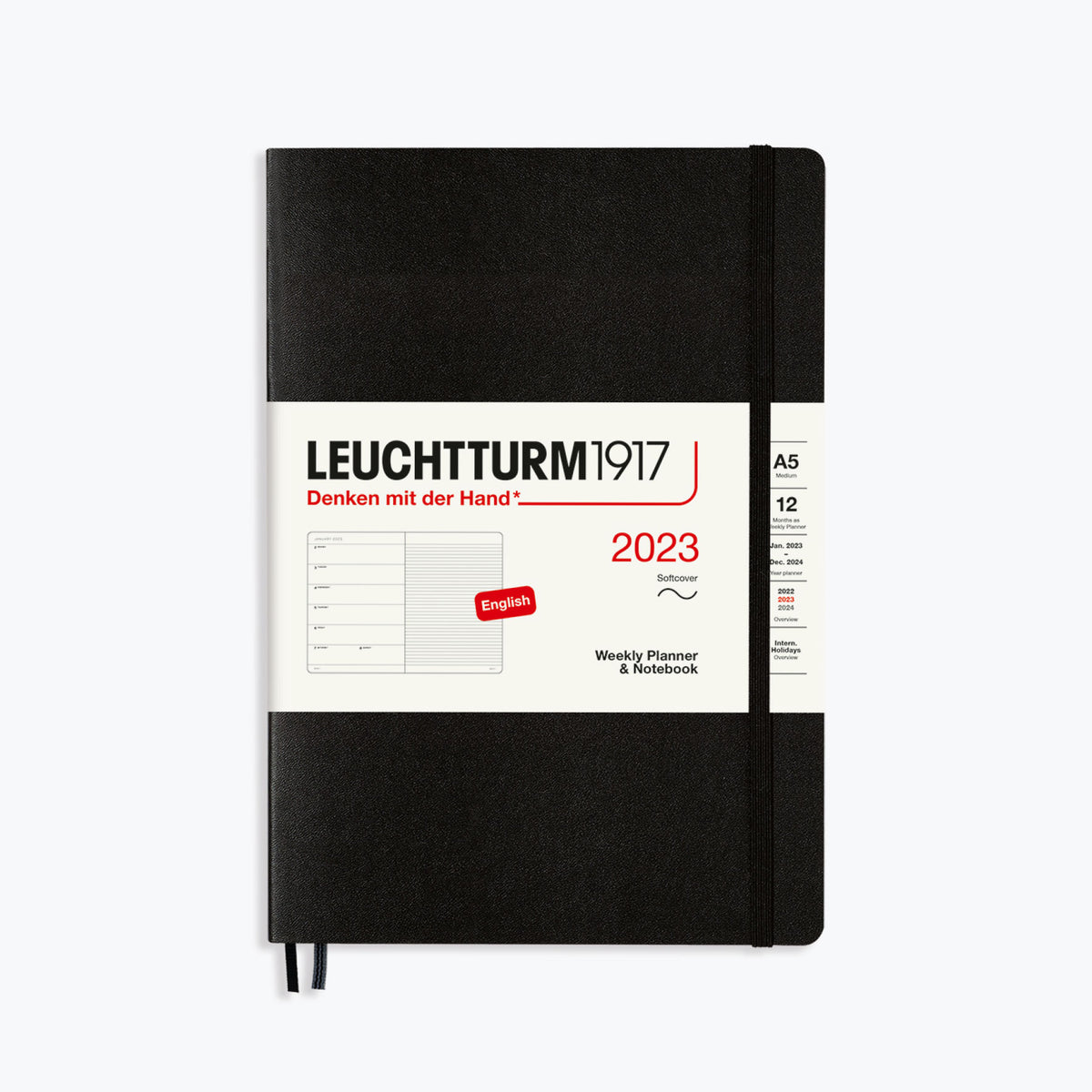 Leuchtturm1917 - 2024 Diary - Weekly Notebook - A5 - Black (Soft)