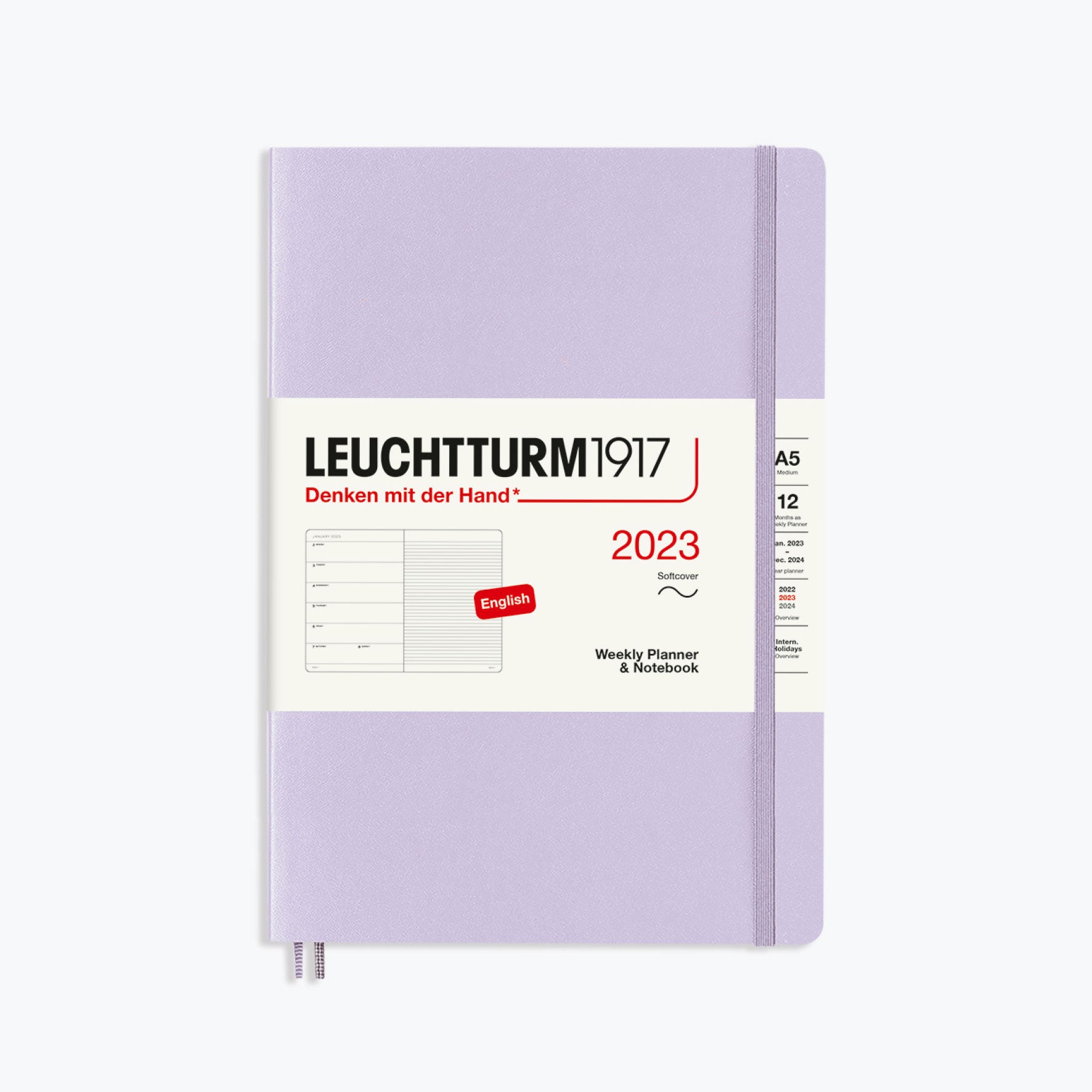 Leuchtturm1917 - 2024 Diary - Weekly Notebook - A5 - Lilac (Soft)