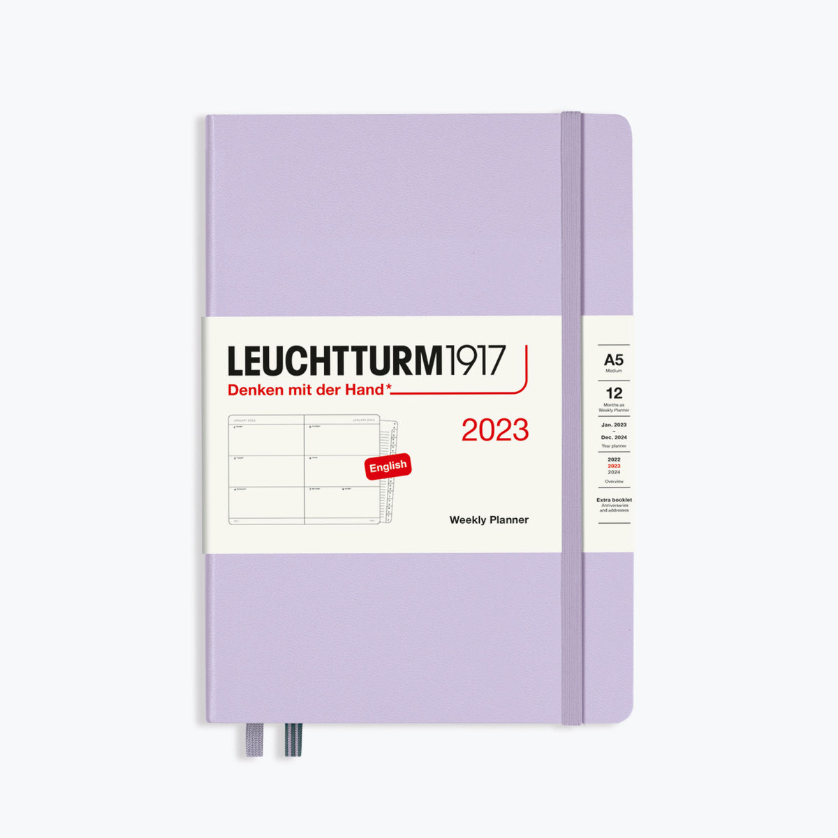 Leuchtturm1917 - 2024 Diary - Weekly Planner - A5 - Lilac (Hard)
