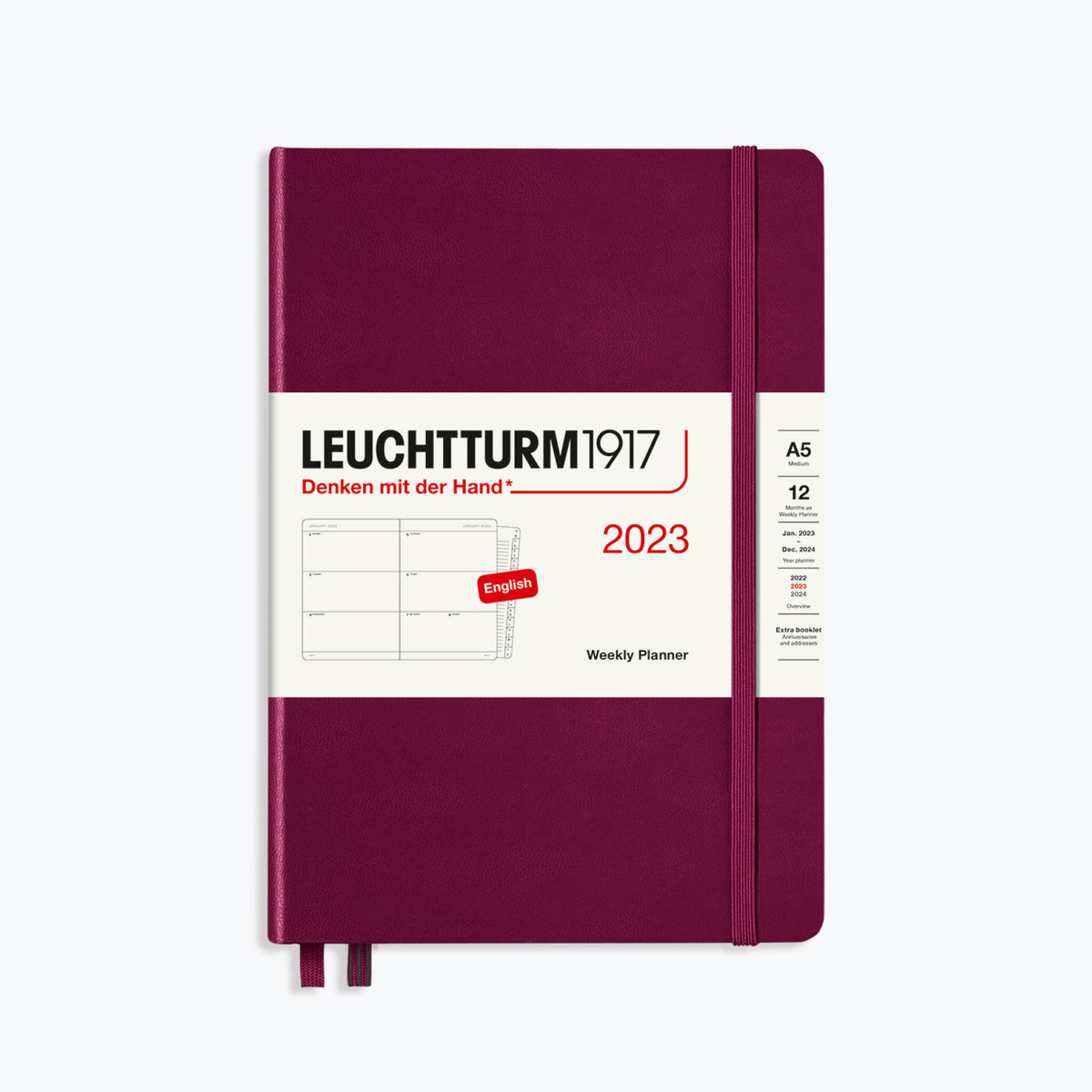Leuchtturm1917 - 2024 Diary - Weekly Planner - A5 - Port Red (Hard)