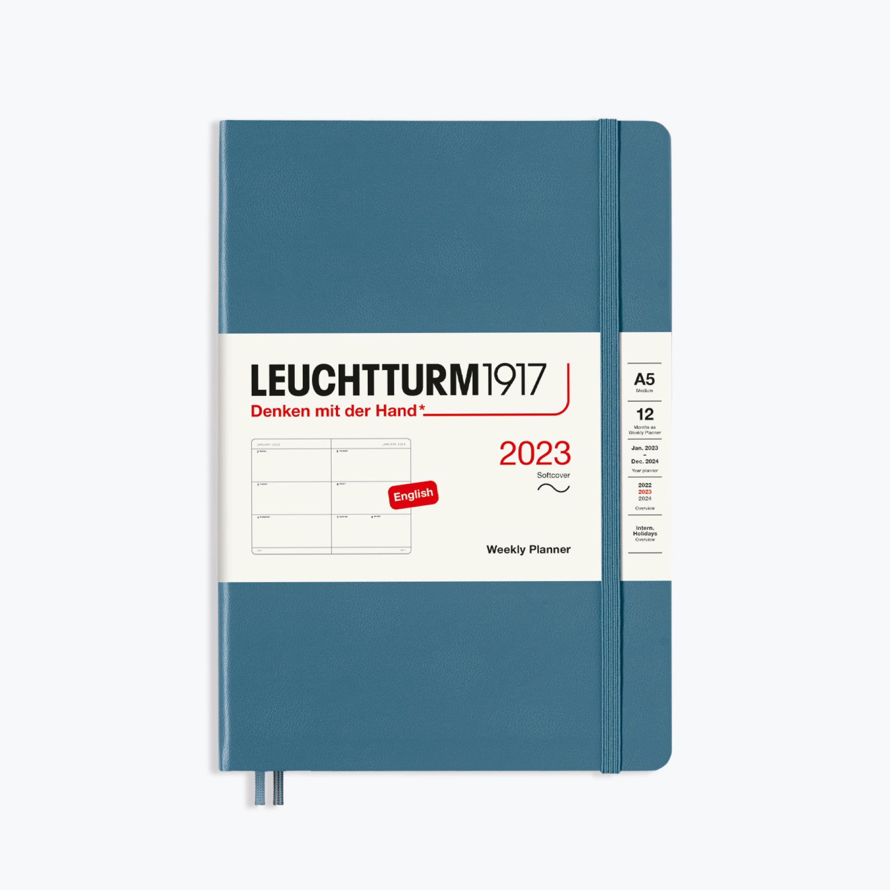 Leuchtturm1917 - 2024 Diary - Weekly Planner - A5 - Stone Blue (Soft)