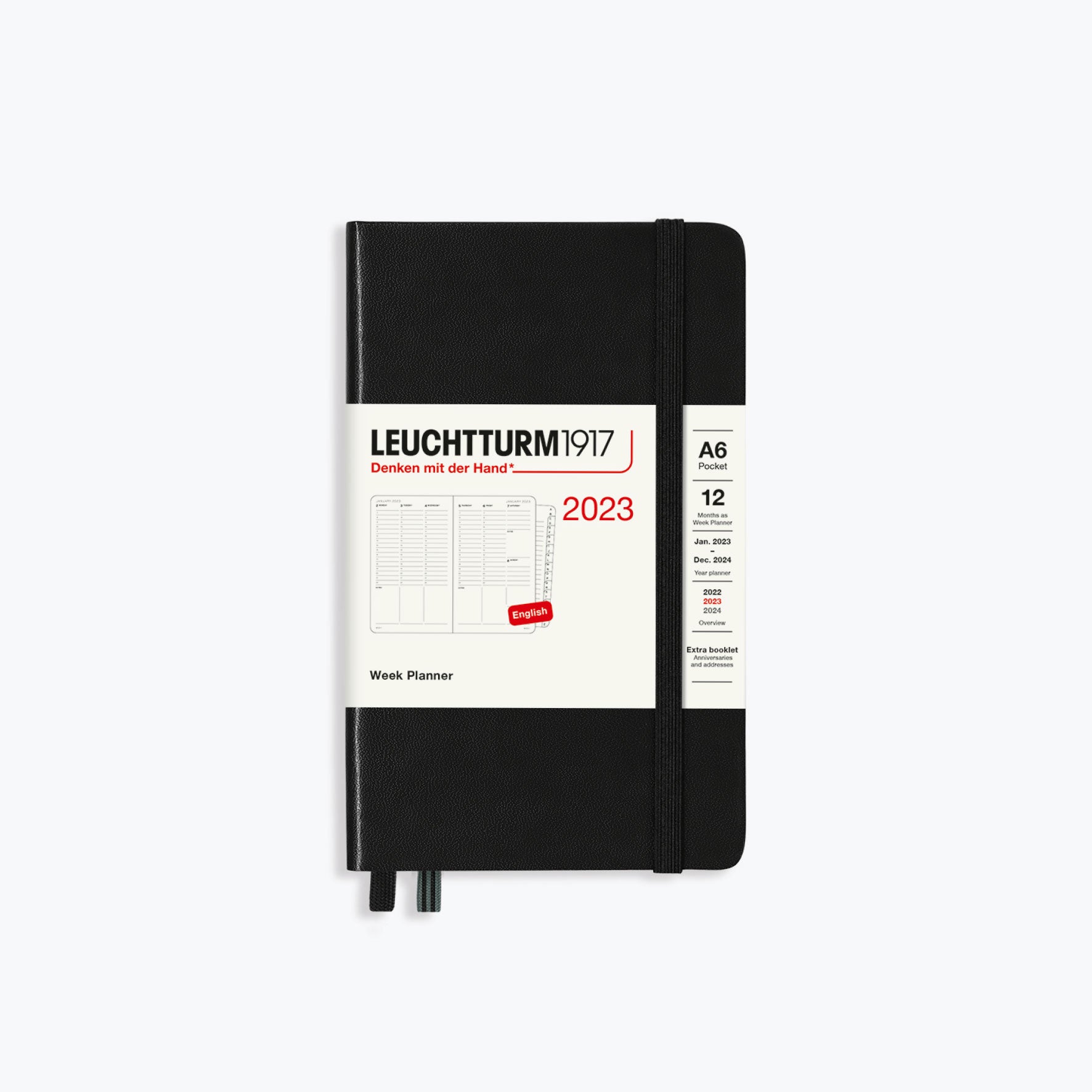 Leuchtturm1917 - 2024 Diary - Week Planner - A6 - Black