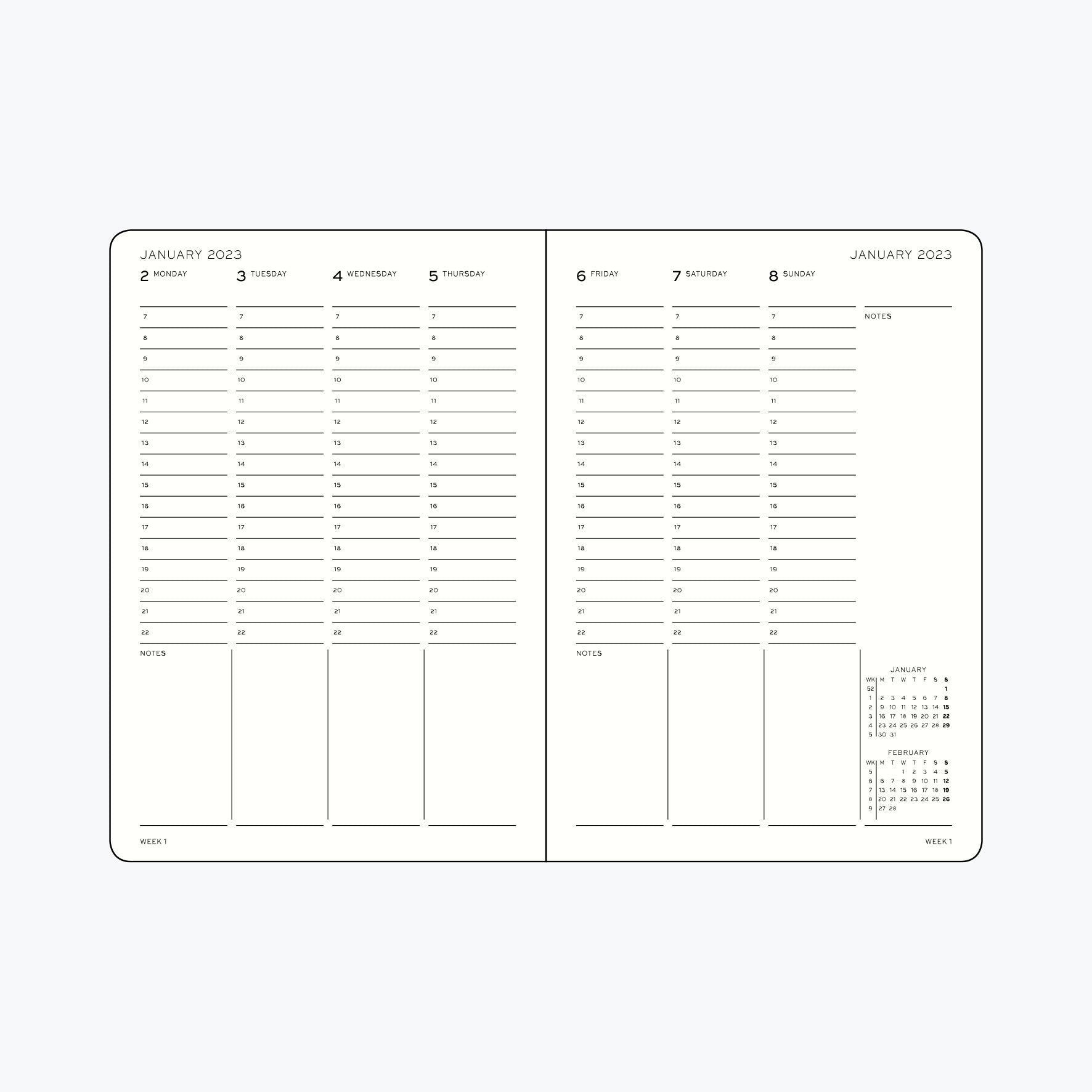 Leuchtturm1917 - 2024 Diary - Week Planner - A6 - Black