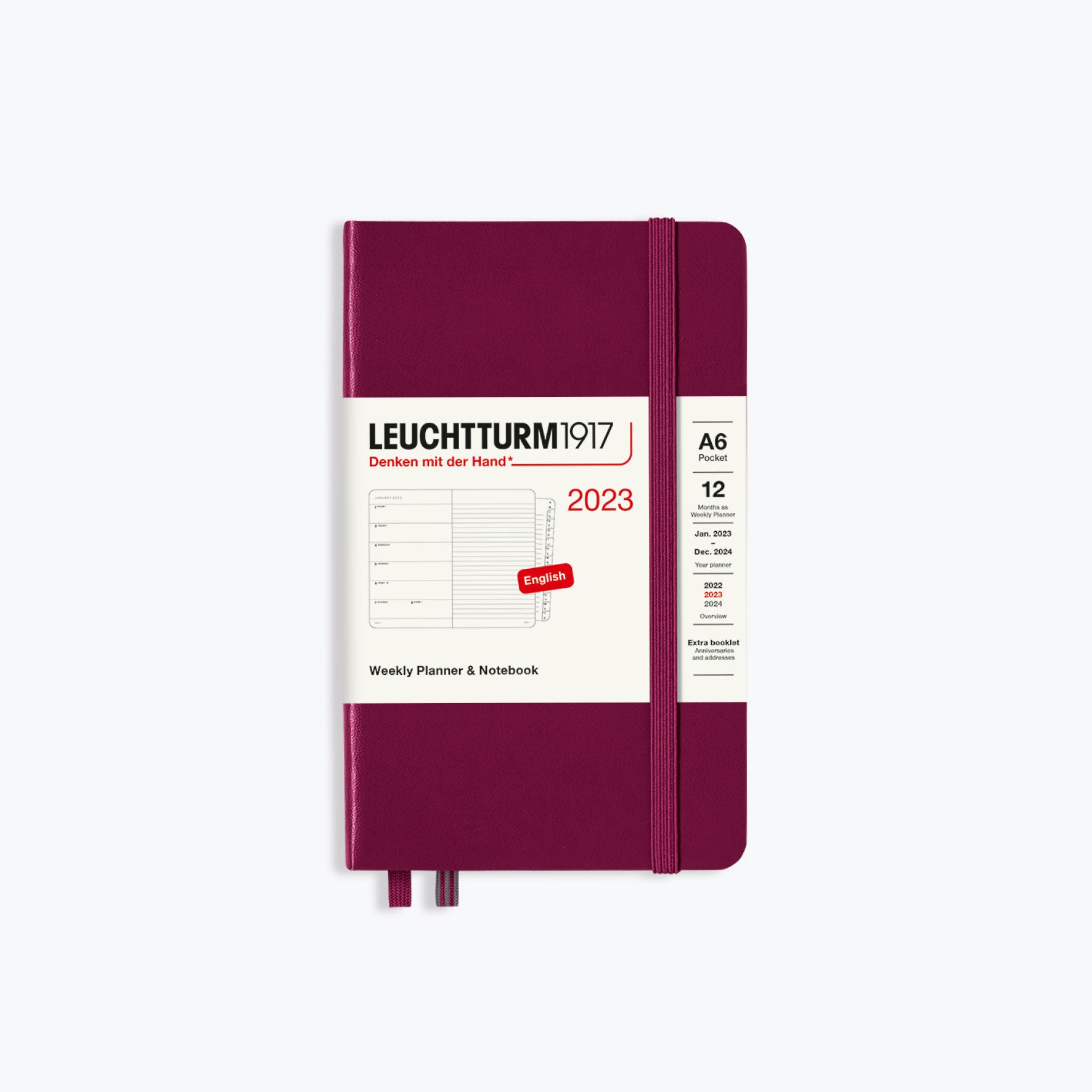 Leuchtturm1917 - 2024 Diary - Weekly Notebook - A6 - Port Red (Hard)
