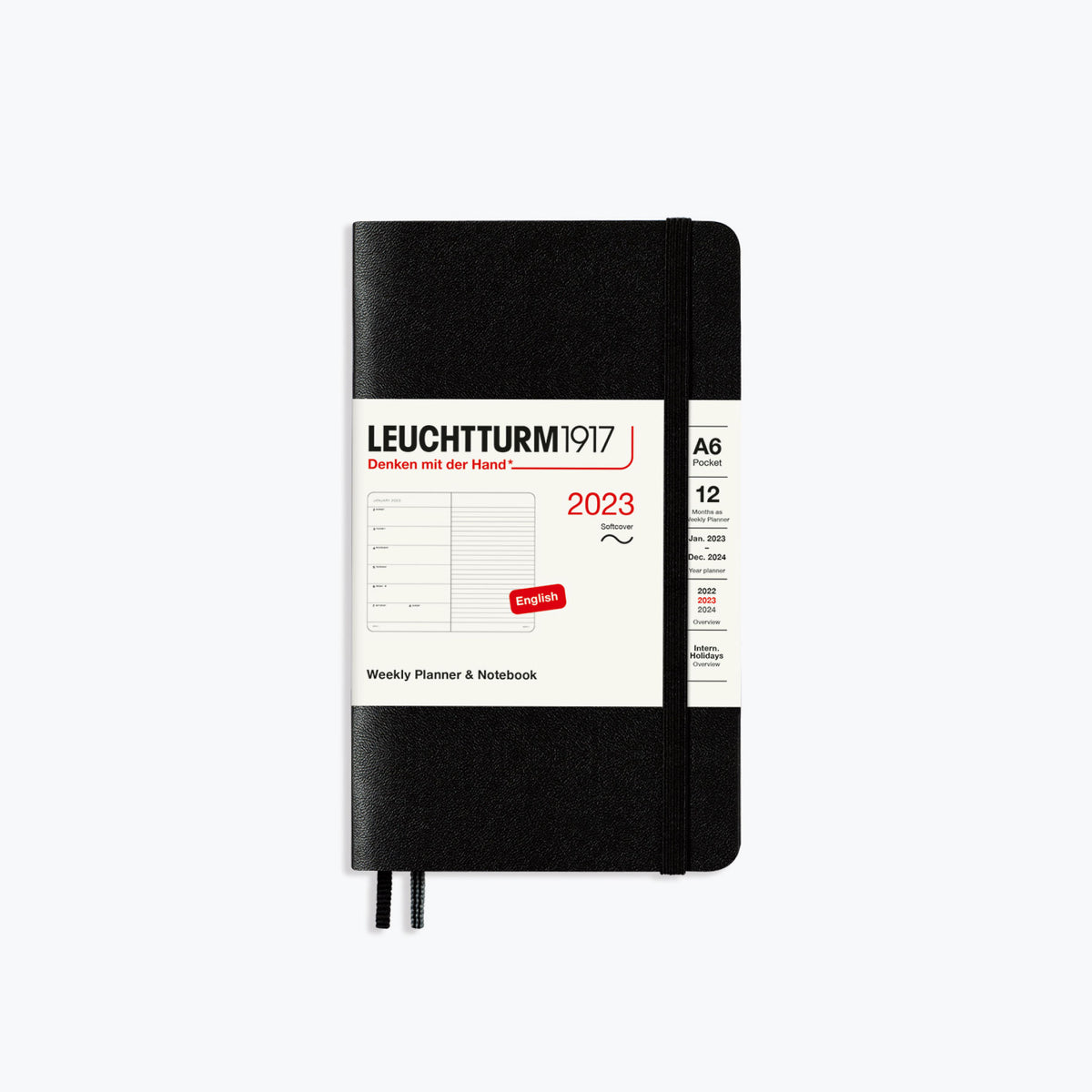 Leuchtturm1917 - 2024 Diary - Weekly Notebook - A6 - Black (Soft)