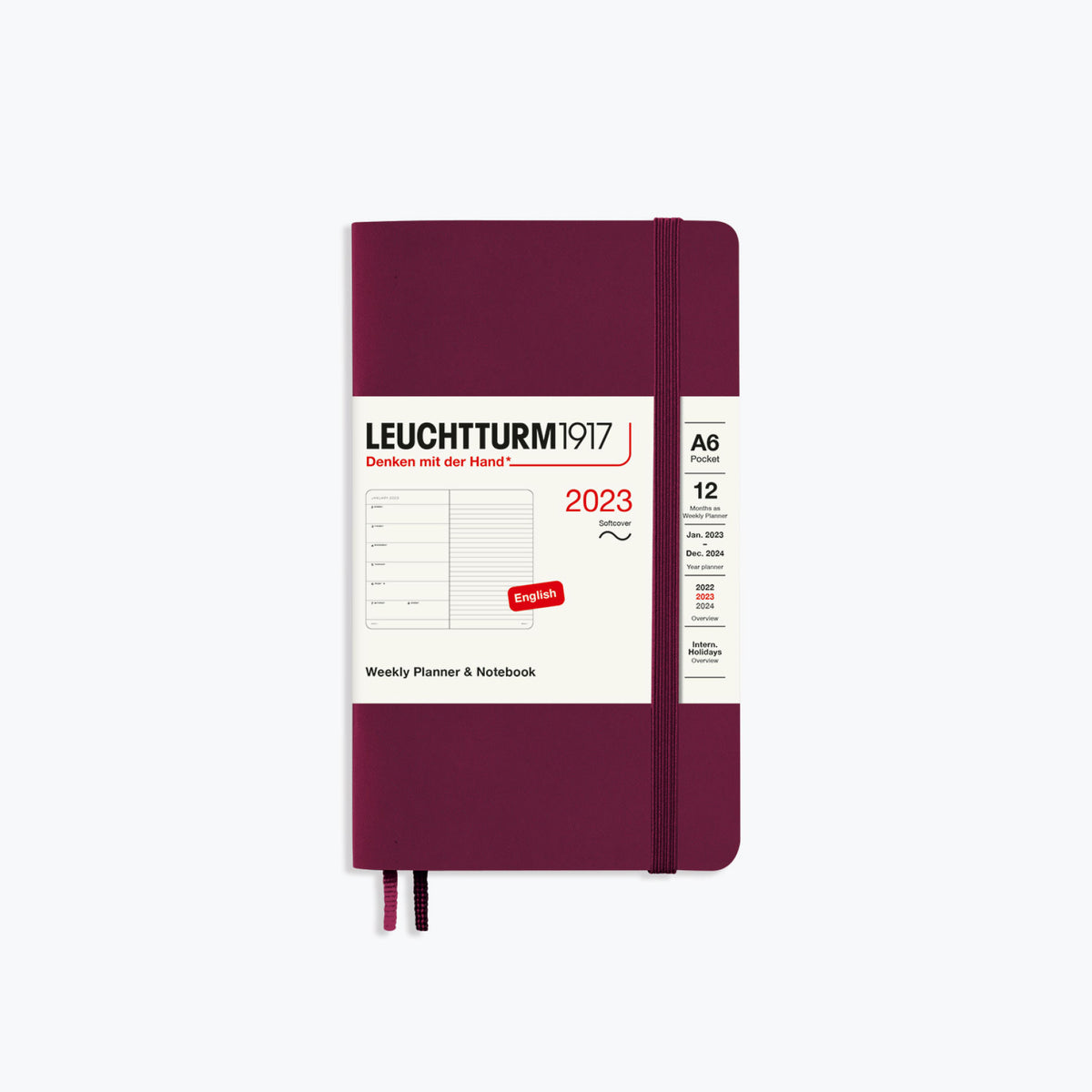 Leuchtturm1917 - 2024 Diary - Weekly Notebook - A6 - Port Red (Soft)