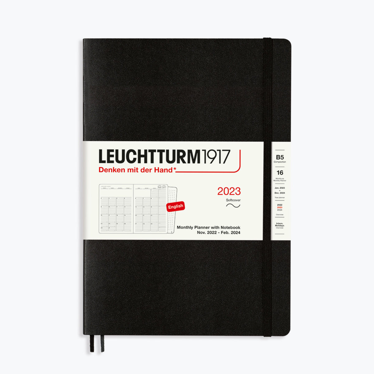 Leuchtturm1917 - 2024 Diary - Monthly Notebook - B5 - Black
