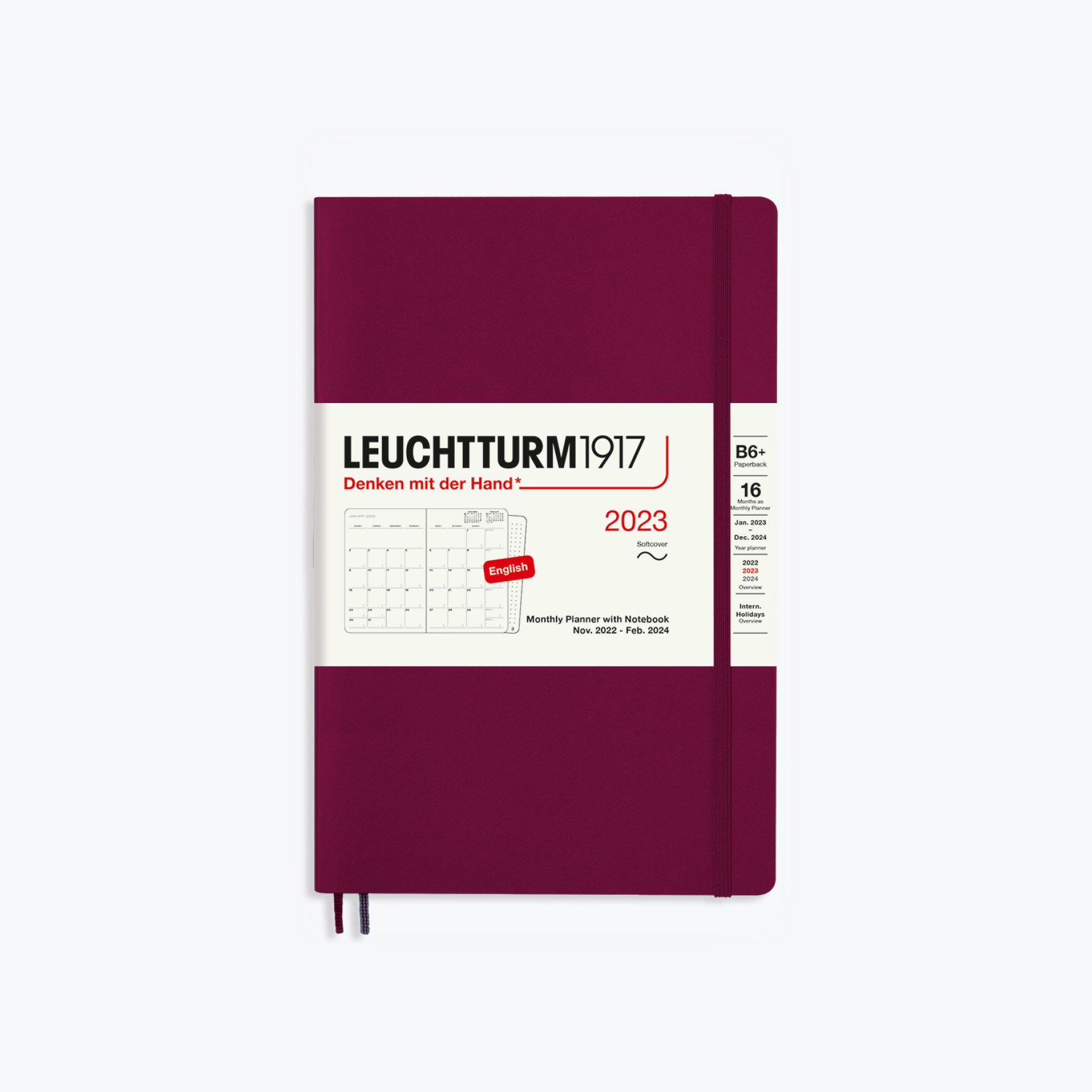 Leuchtturm1917 - 2024 Diary - Monthly Notebook - B6 - Port Red