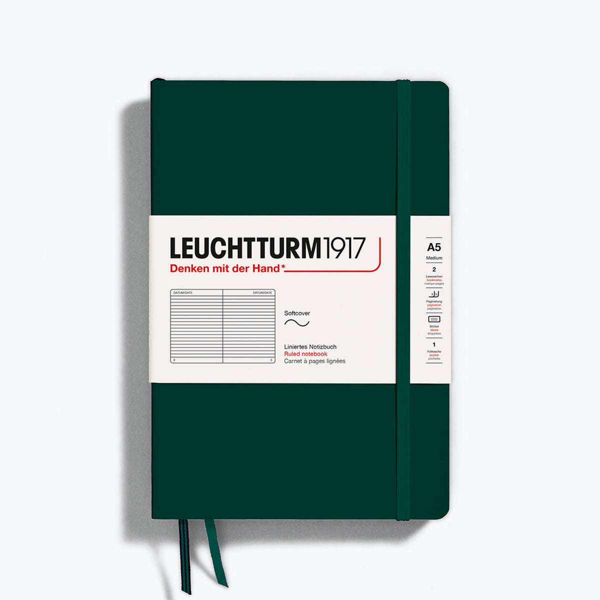 Leuchtturm1917 - Notebook - Softcover - A5 - Natural - Forest Green