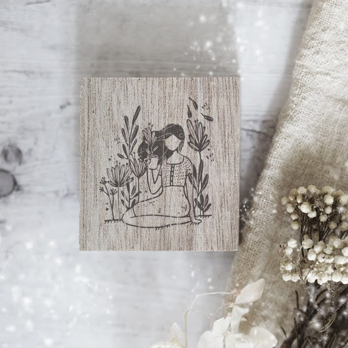 Black Milk Project - Stamp - Monochrome Girls (Plant in Tea Cup)