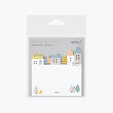 Midori set of sticky sheets with die-cut townhouses in pastel colours along the top edge