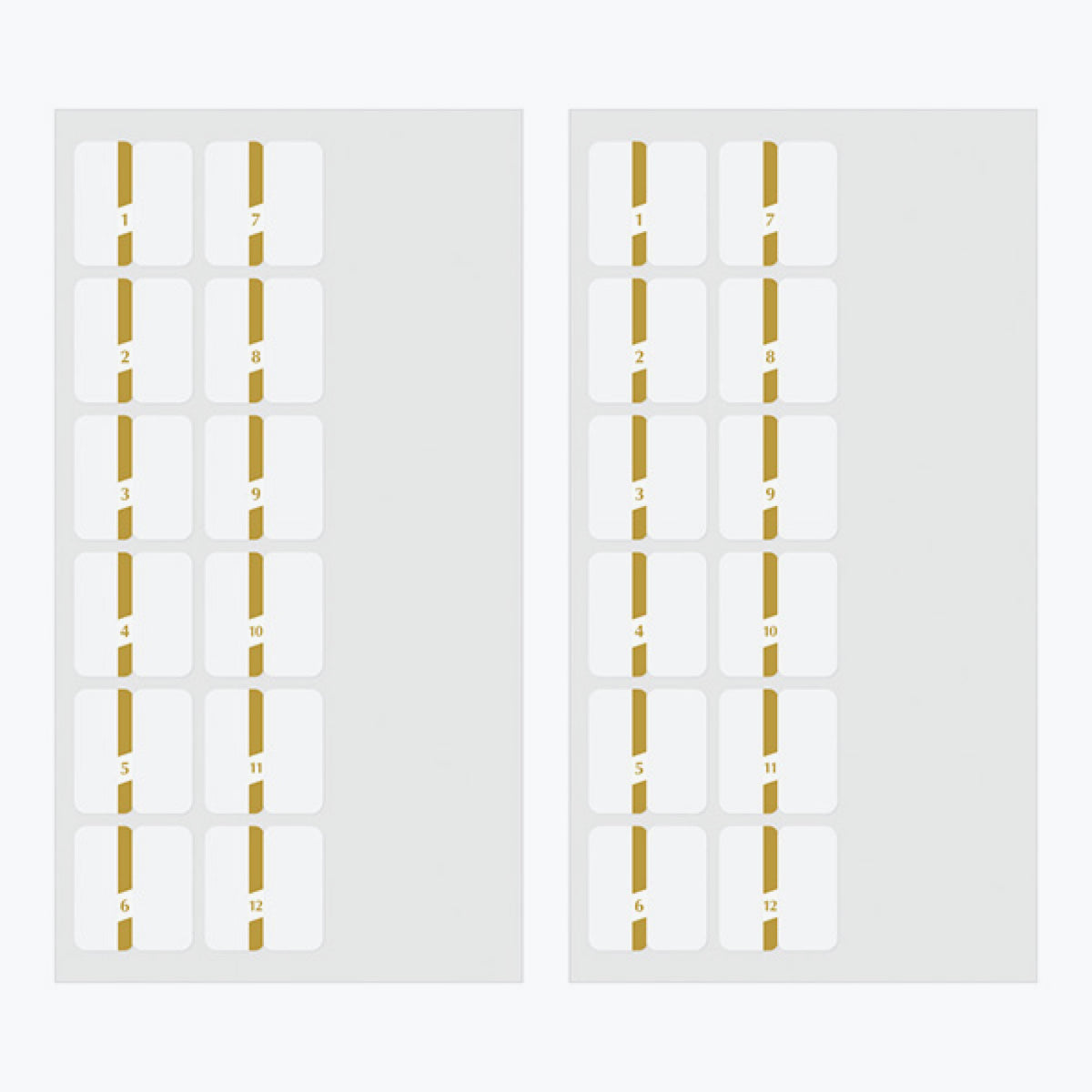 Midori - Planner Sticker - Index Labels - Numbers - Gold