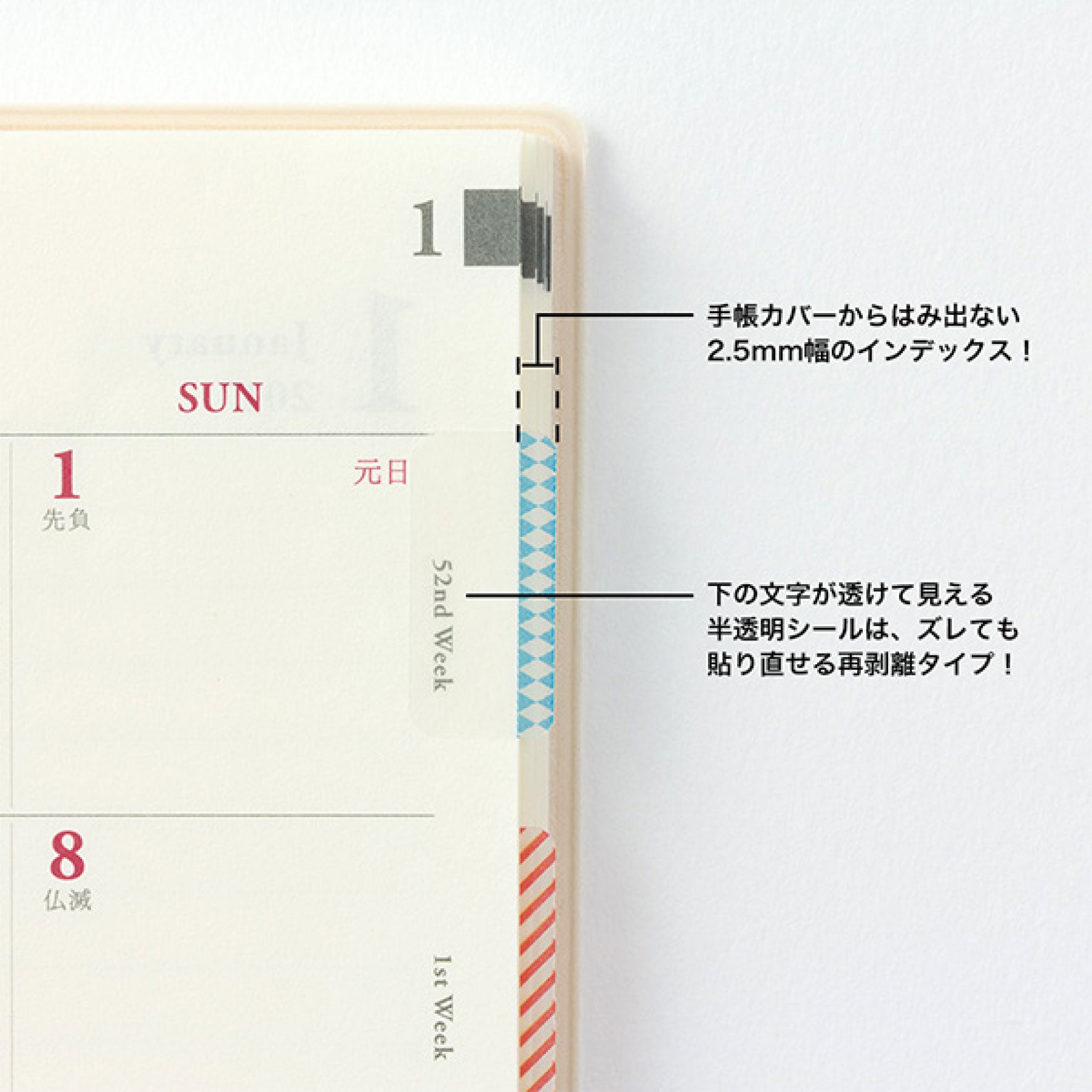 Midori - Planner Sticker - Index Labels - Numbers - Colour